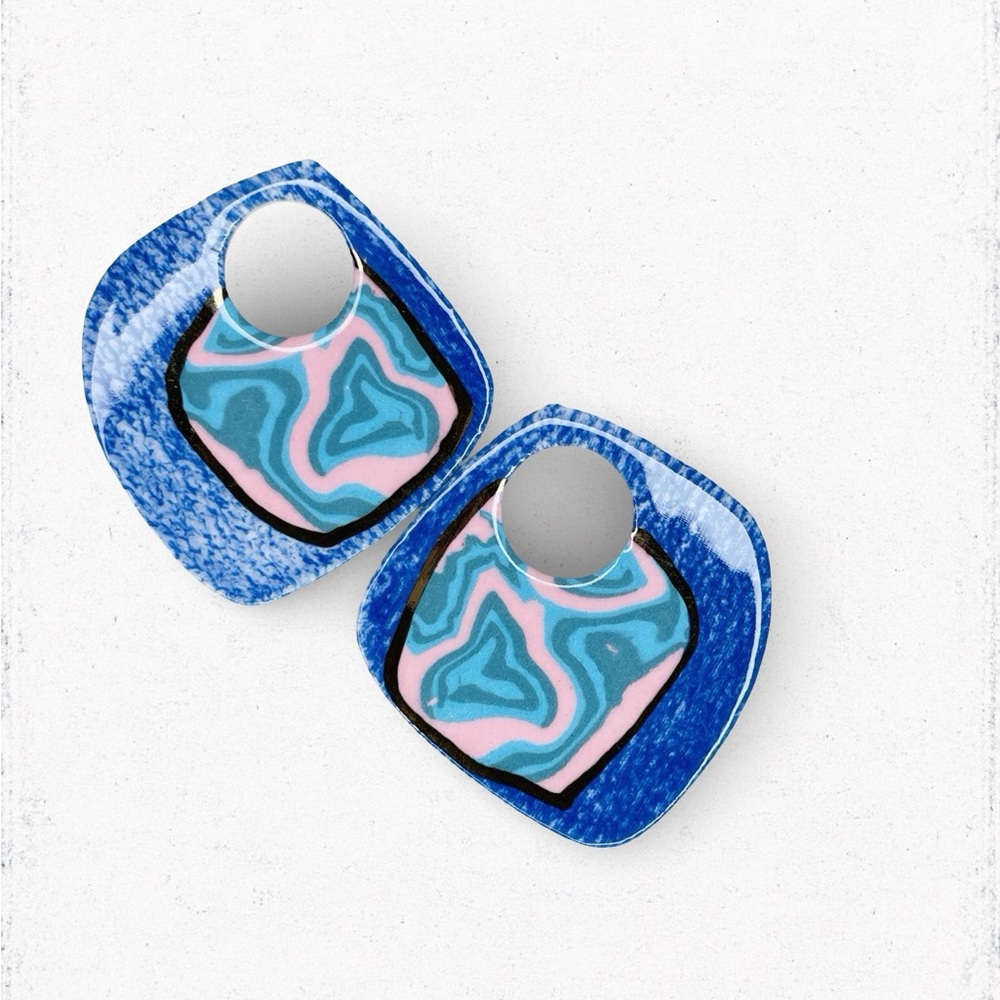 634. Artisan Ceramic Earring Jackets Vintage